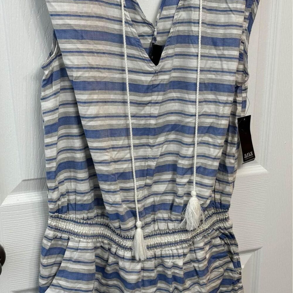 ANA blue white striped romper size XL new with tags